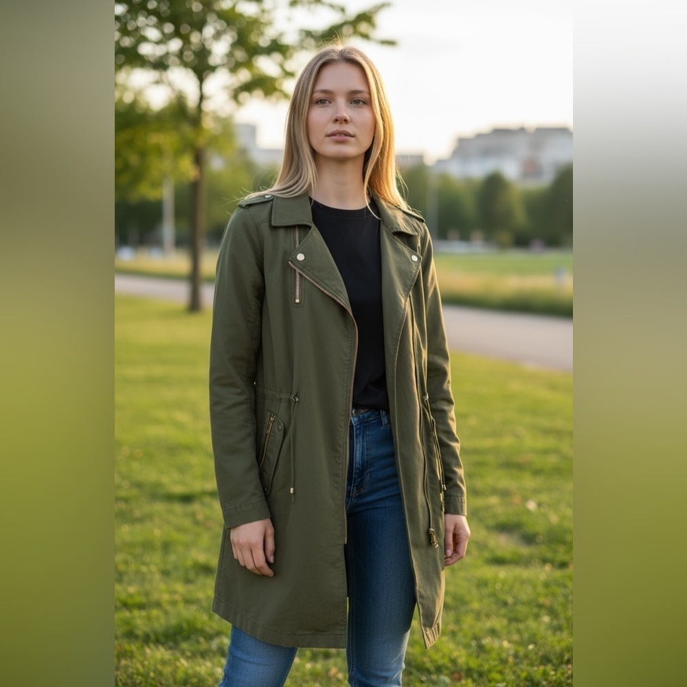 Vero Moda Khaki Women's Trench Coat - casual Streetwear- Size L